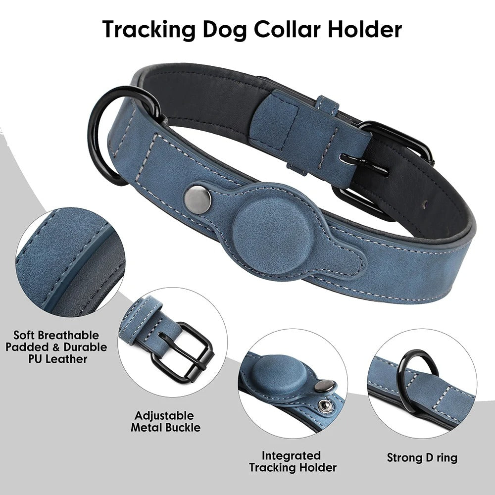 Dog Collar With Tracker Holder